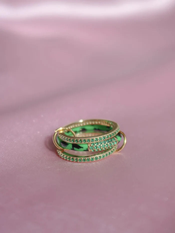 Green Trinity 925 Silver Ring (Size S)