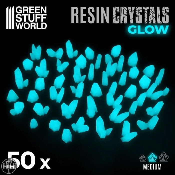 GSW AQUA TURQUOISE GLOW Resin Crystals - Medium Crystals Green Stuff World