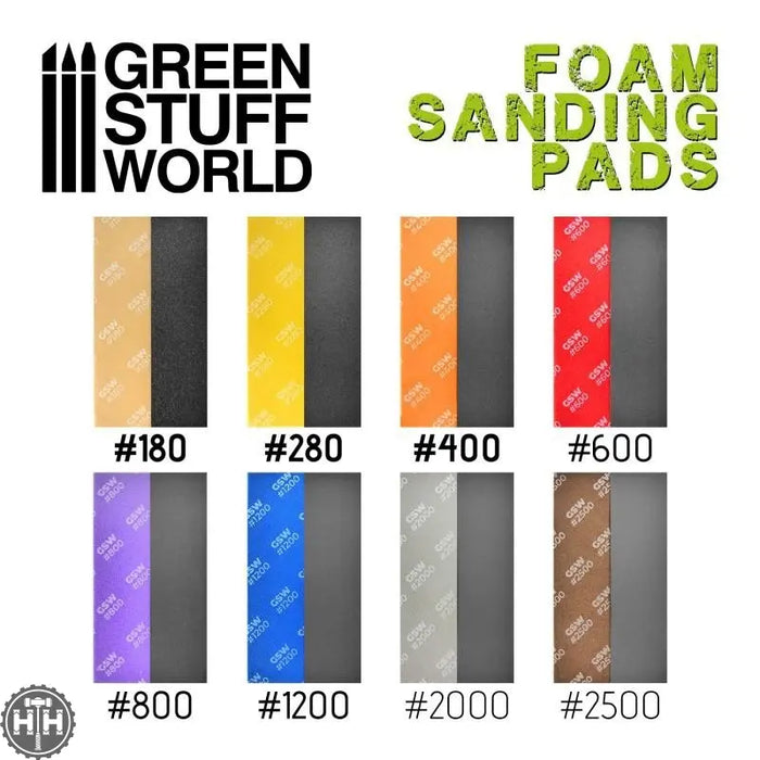 GSW Foam Sanding Pads - FINE GRIT ASSORTMENT x20 Sanding Green Stuff World
