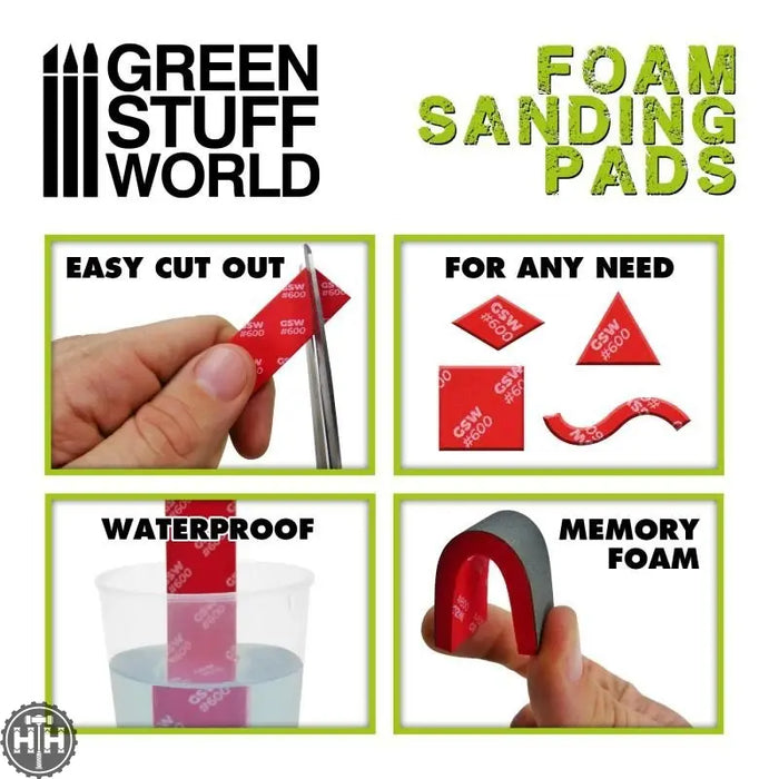 GSW Foam Sanding Pads - FINE GRIT ASSORTMENT x20 Sanding Green Stuff World