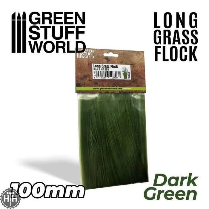 GSW Long Grass Flock 100mm - Dark Green Flock Green Stuff World