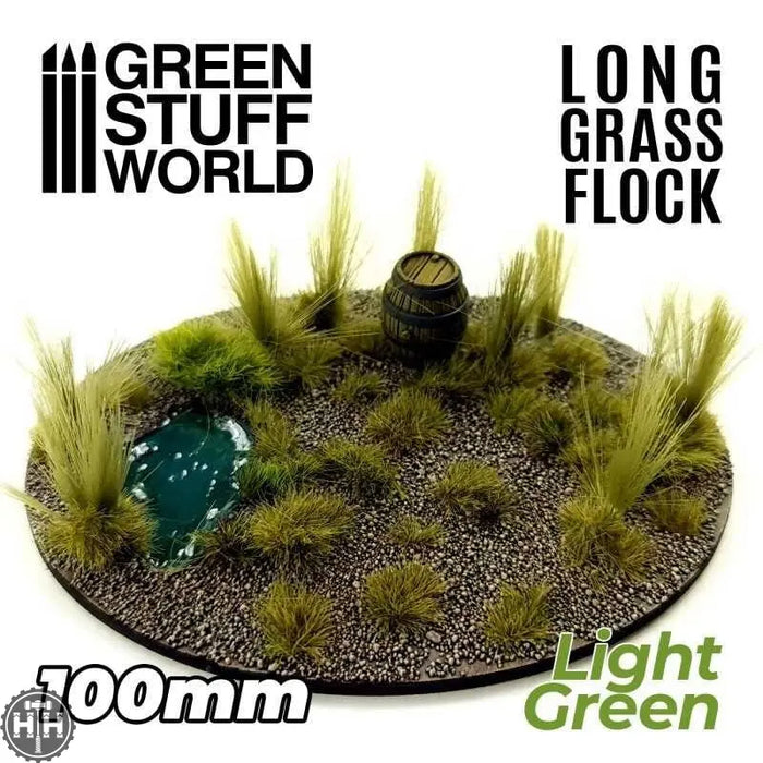 GSW Long Grass Flock 100mm - Light Green Flock Green Stuff World