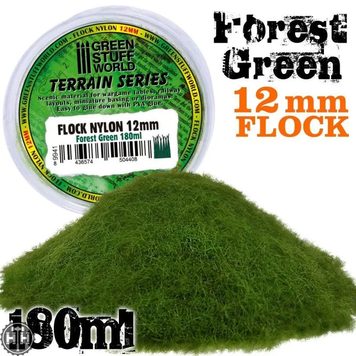 GSW Static Grass Flock 12mm - Forest Green - 180 ml GSW Hobby Green Stuff World