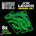 GSW SW Legion arc-shaped line of fire markers - GREEN FLUOR Game Measure Green Stuff World