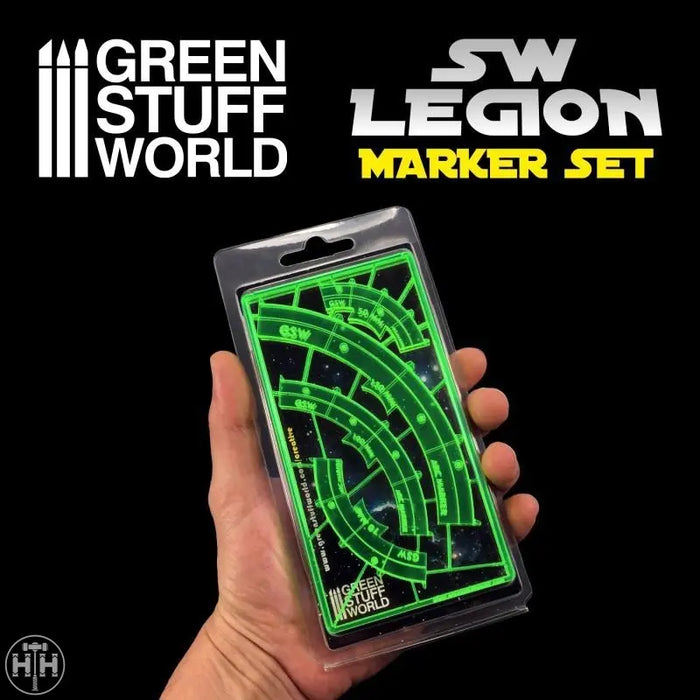 GSW SW Legion arc-shaped line of fire markers - GREEN FLUOR Game Measure Green Stuff World