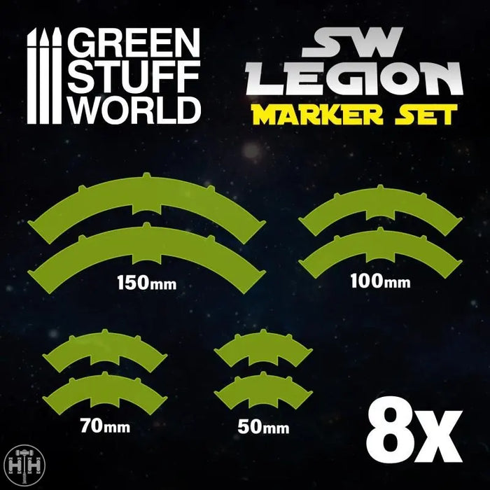 GSW SW Legion arc-shaped line of fire markers - ORANGE FLUOR Game Measure Green Stuff World