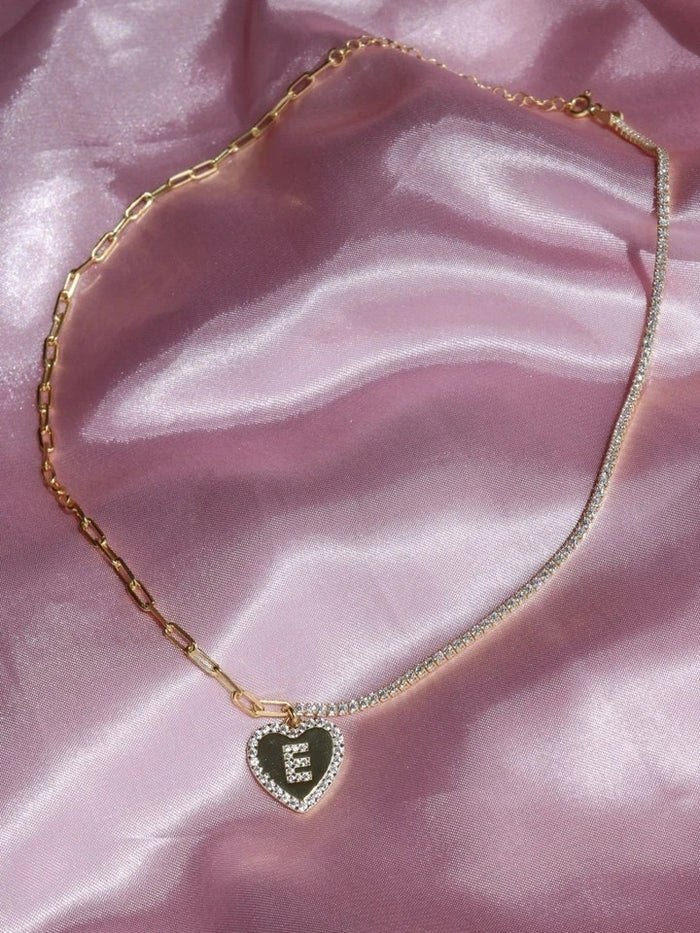 Heart Letter Waterway 925 Silver Choker Necklace