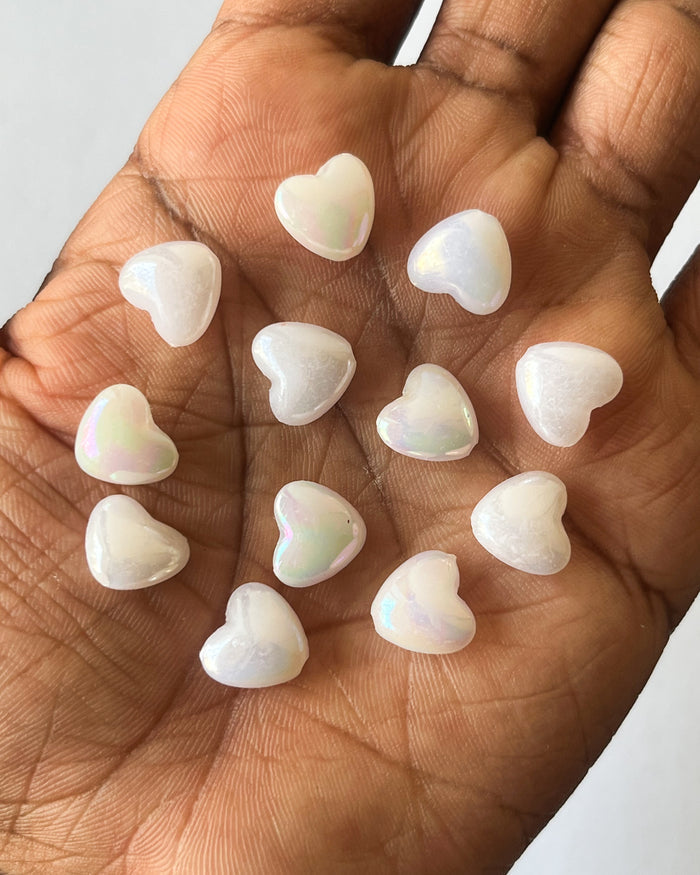 Holographic big heart beads // 25 grams