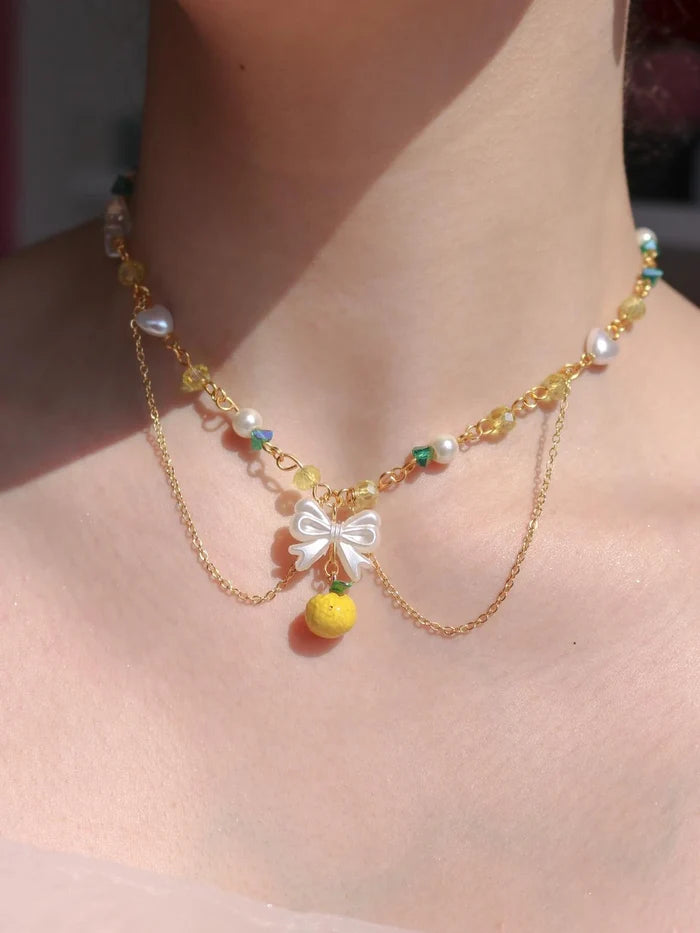 Lemon Meringue Design Choker Necklace
