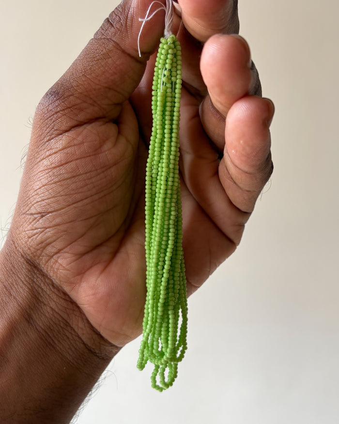 Light matte green 11/0 size seed beads