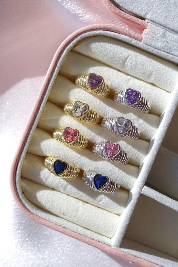 Lovely Heart Zirconia 925 Silver Ring