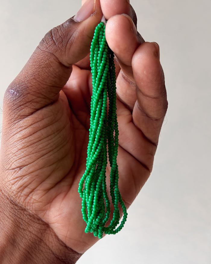 Matte green 11/0 size seed beads