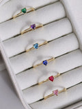 Minimal Solitaire Heart 925 Silver Ring