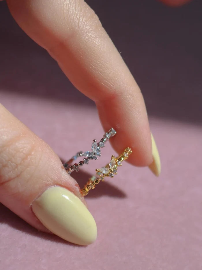 Minimal White Butterfly Ring