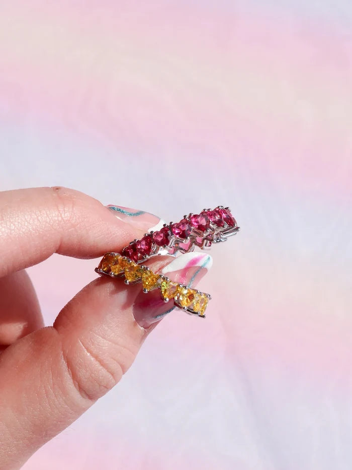 Multi Heart Colors 925 Silver Ring