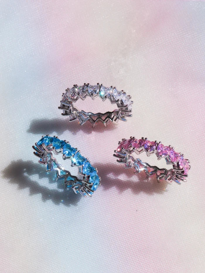 Multi Heart Colors 925 Silver Ring
