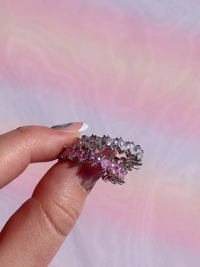 Multi Heart Colors 925 Silver Ring