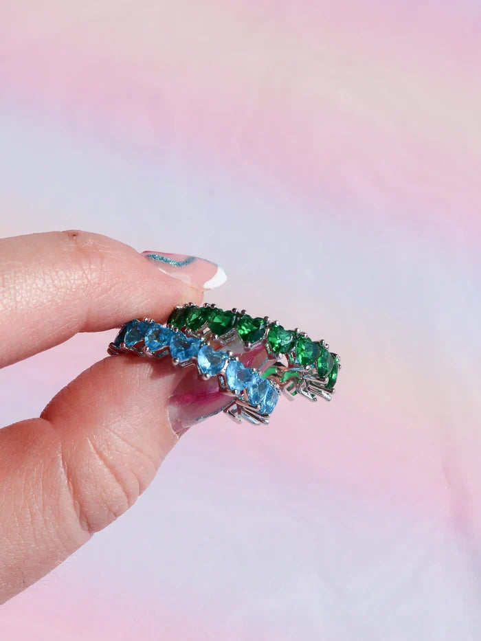 Multi Heart Colors 925 Silver Ring