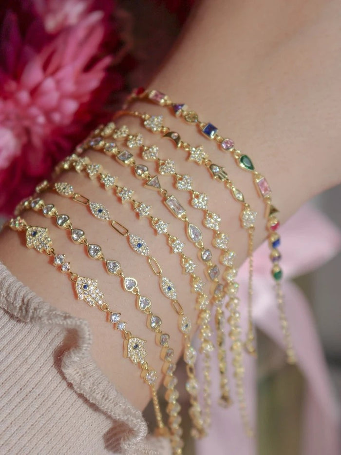 Multiple Gems 925 Silver Bracelet