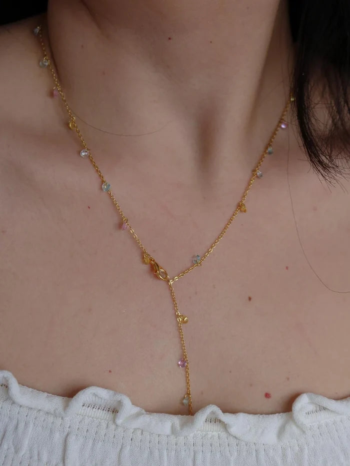Multiple Gems Y Necklace