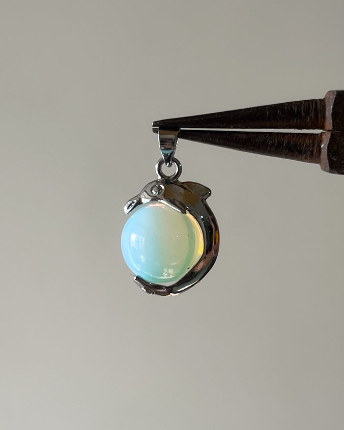 Opal dolphin charm - 1 pc