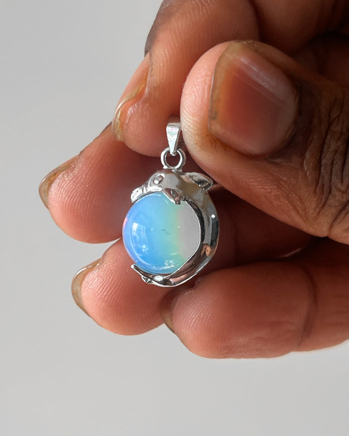 Opal dolphin charm - 1 pc