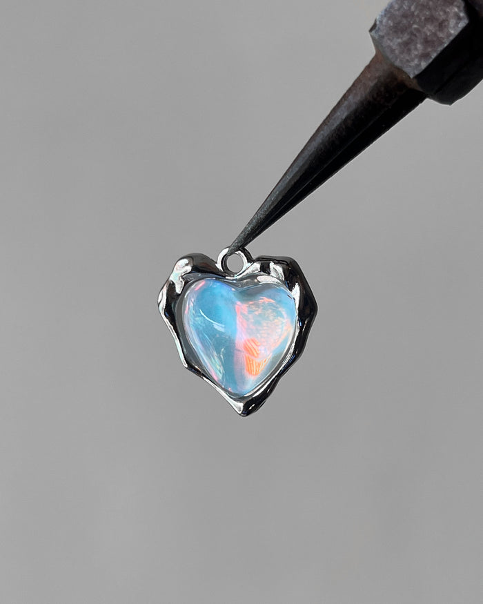 Opal heart charm