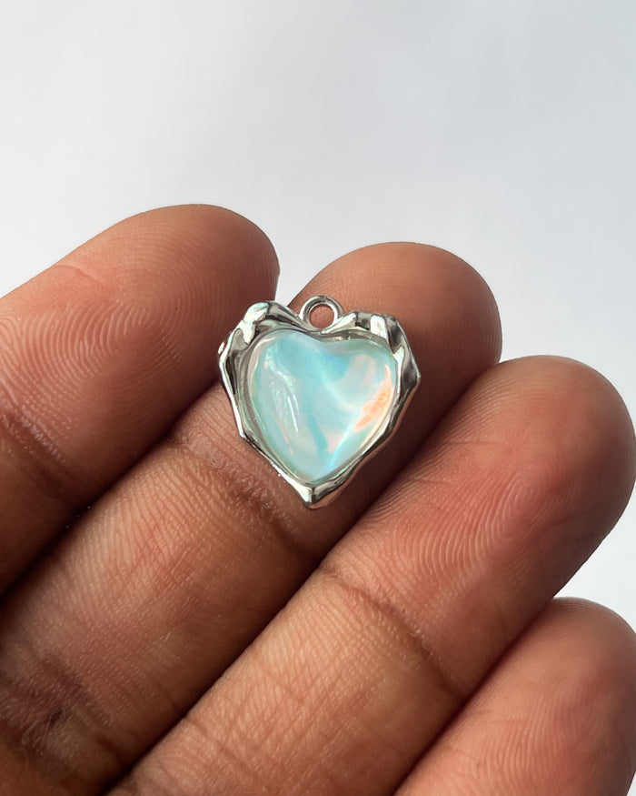 Opal heart charm
