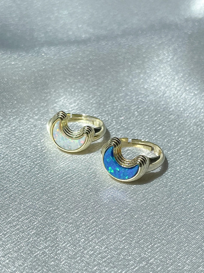 Opal Moon Ring Sterling Silver 925