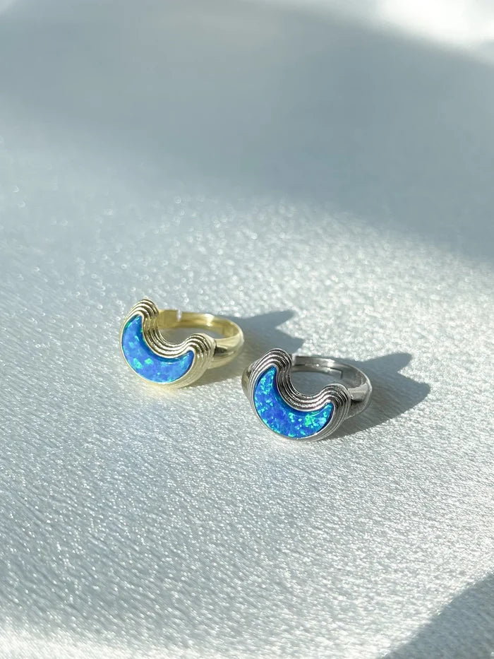 Opal Moon Ring Sterling Silver 925