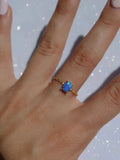 Oval Chain Ring Blue Opal 925 Sterling Silver