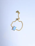 Oval Chain Ring Blue Opal 925 Sterling Silver