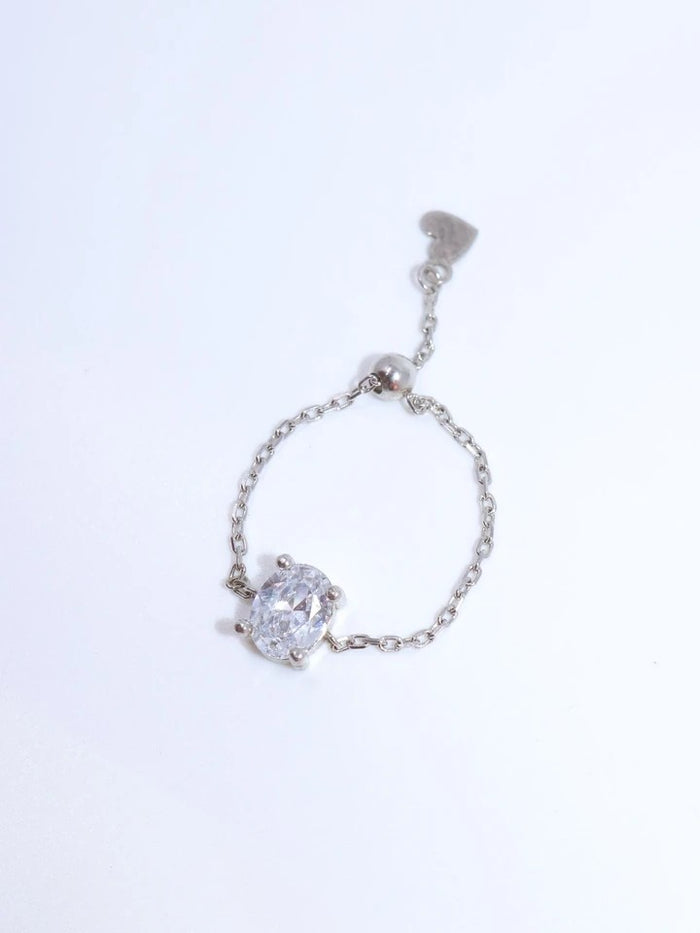 Oval Chain Ring White 925 Sterling Silver