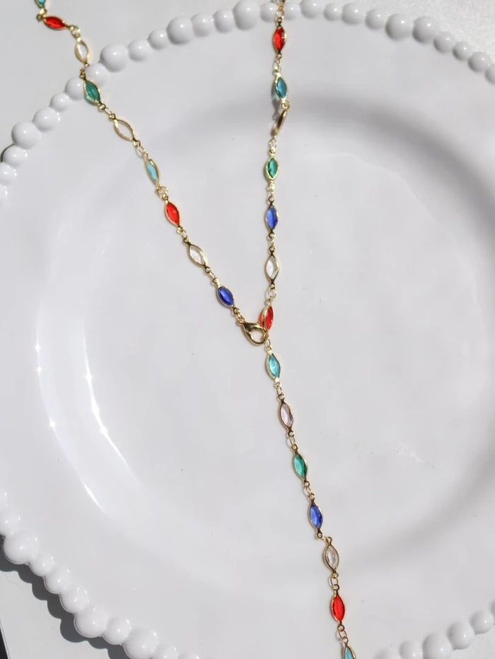 Oval Colorful Shine Y Necklace