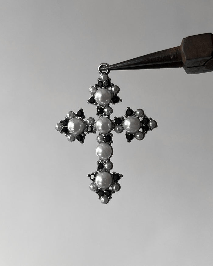 Pearl Black stone cross