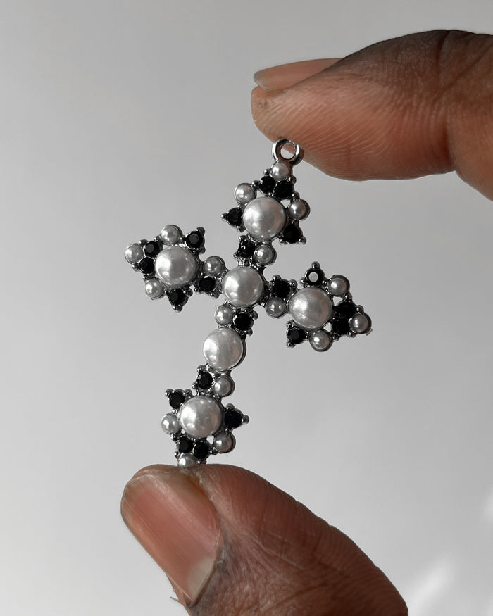 Pearl Black stone cross