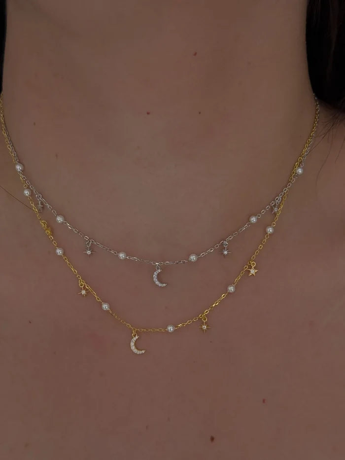 Pearly Nights Necklace, 925 Sterling Silver