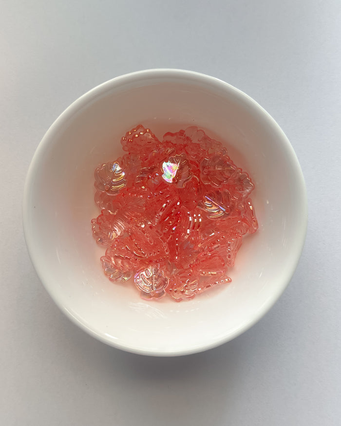 Pink leaf beads - 25 grams