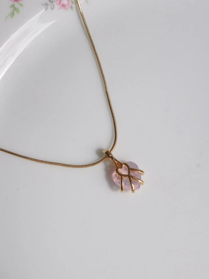 Pink Minimal Diamond Chateau Necklace
