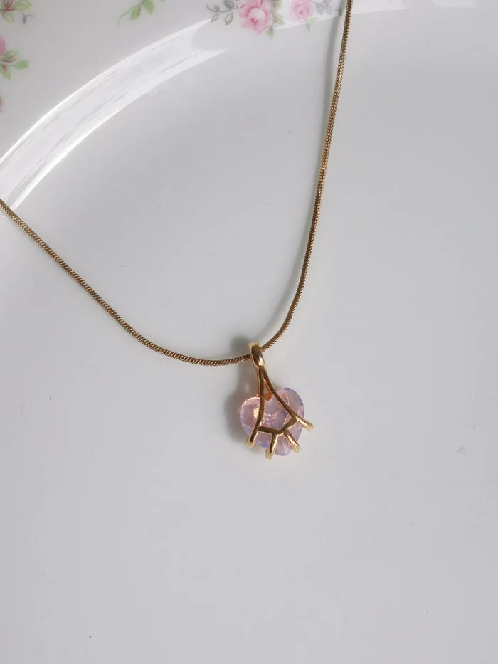 Pink Minimal Diamond Chateu Necklace