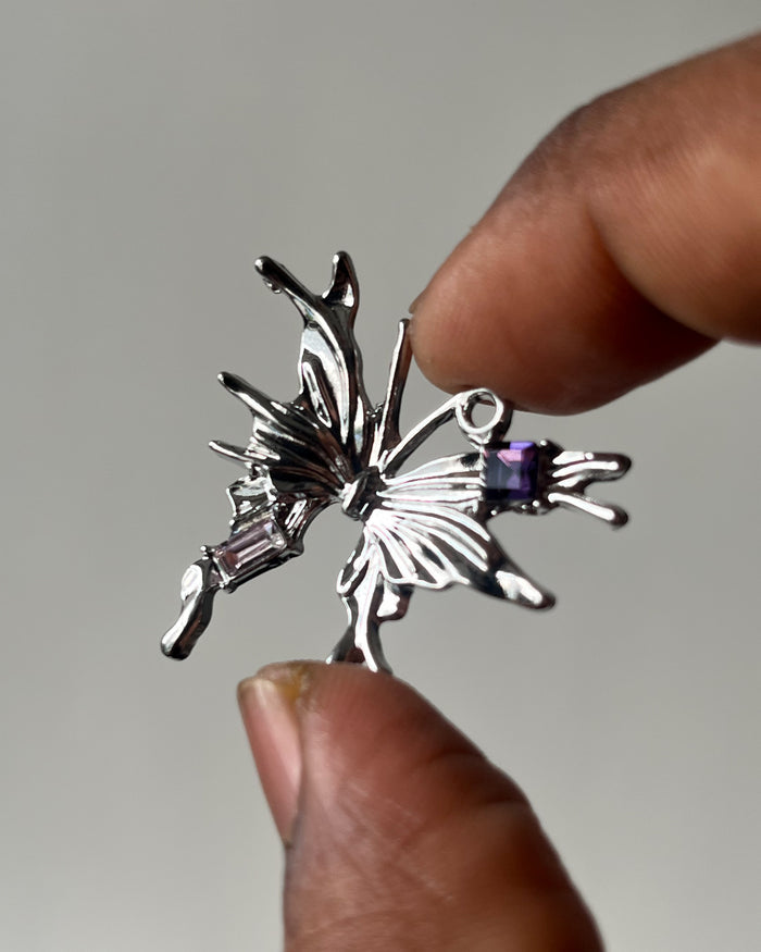 Pink purple butterfly charm