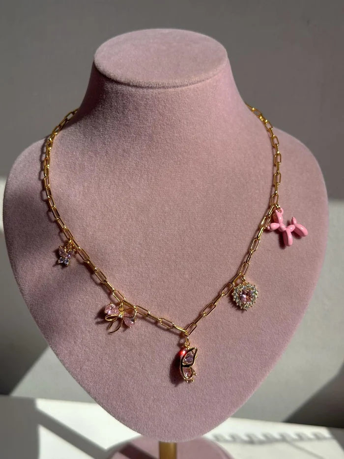 Pink You're My Half Charm Necklace