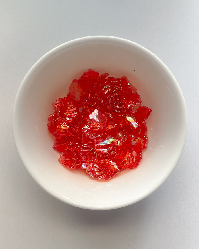 Red mini leaf beads - 25 grams