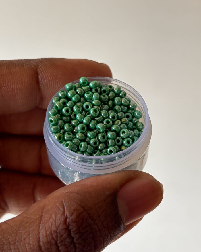 Shinny green 8/0 size seed beads