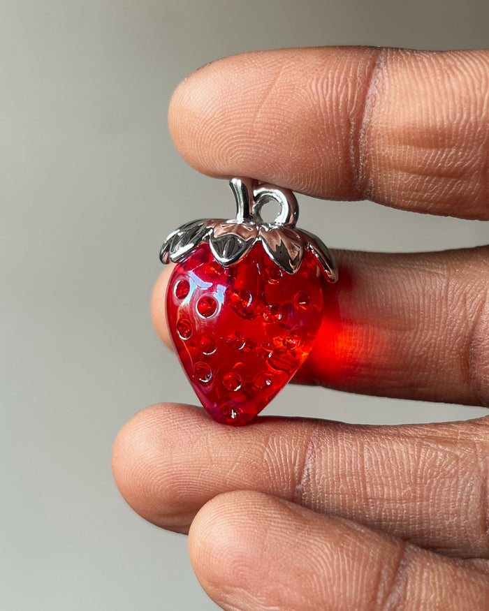 Silver red strawberry - 1 pc