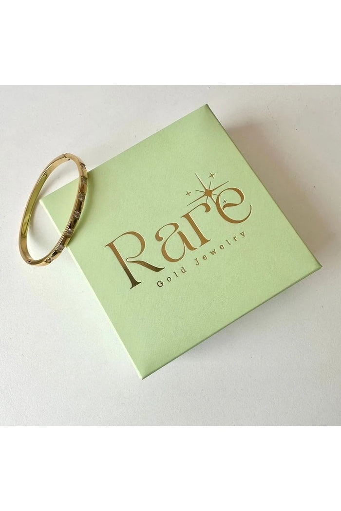 Square Zircon Stone Steel Cuff Bracelet