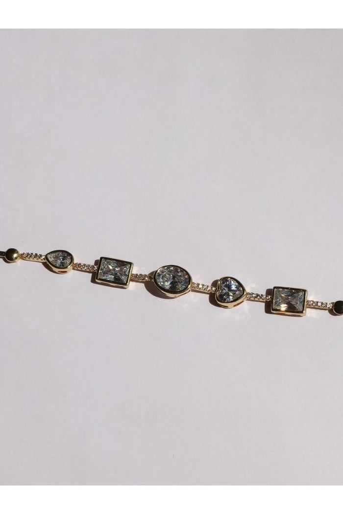 Steel Bracelet With Large Mixed Cut Stones