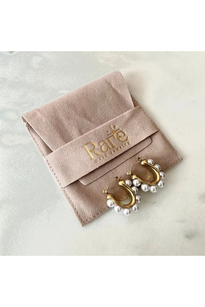 Steel Hoop Earrings With Pearls