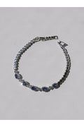 Stylish Steel Bracelet With Sapphire-Look Zircon Stones