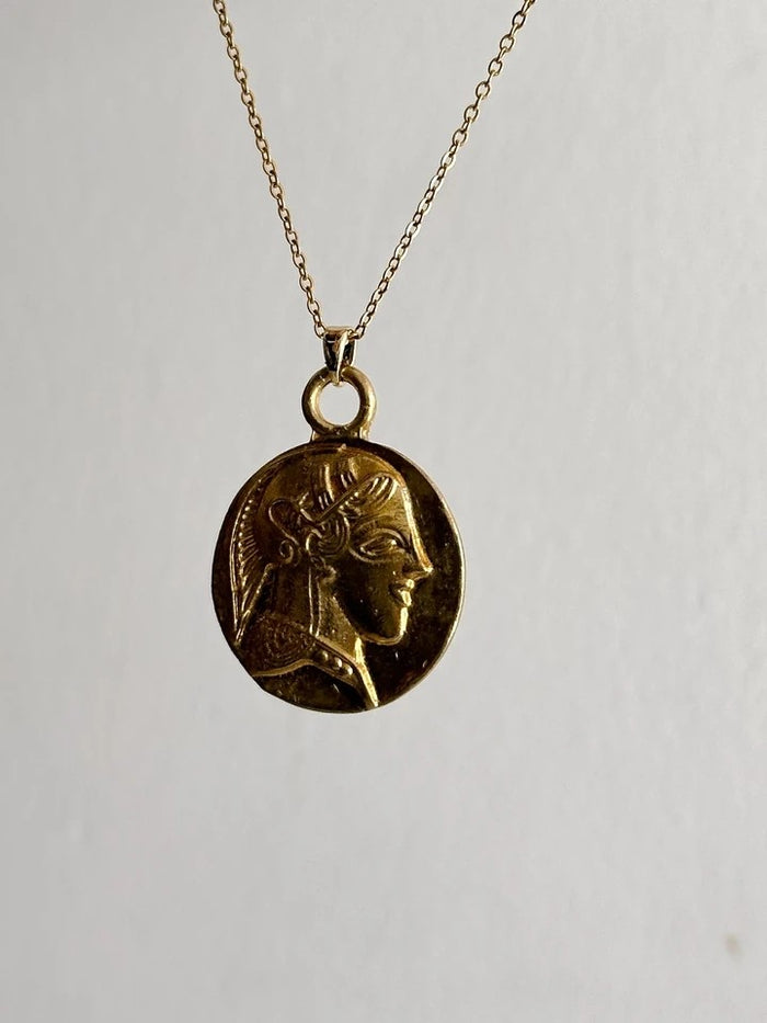 Vintage Athena Gold Coin Kolye